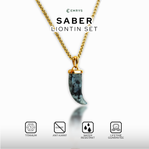 Emrys Liontin Set SABER Real Titanium Anti Karat Kalung Titanium Pria Wanita