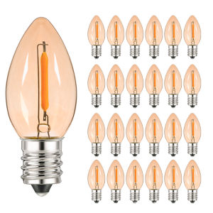 5x/25x Christmas Decoration LED Light Bulbs C7 Night Lamp 0.5W E14 E12 2200K Amber Glass Bulb Dimmable Outdoor Vintage Soft Lights