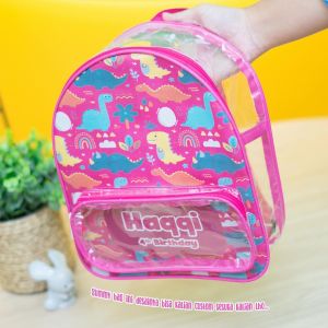 Gummy Bag Custom Tas Ransel Anak Bahan Mika bening Kombinasi Kulit Sintetis Print Hampers Ultah