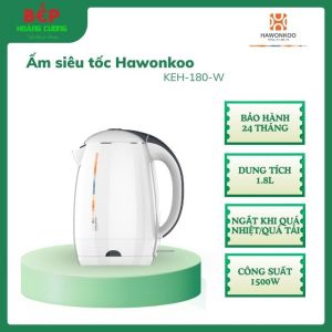 Hawonkoo Ấm Đun Nước KEH-180-W – 1.8L – Công Suất 1500W – Tự Động Ngắt – Chống Quá Nhiệt – Mở Nắp Một Chạm – Chất Liệu An Toàn – Đun Sôi Nhanh – Bền Bỉ – Dễ Vệ Sinh – Chính Hãng