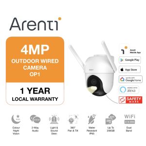 ARENTI OP1 - Wired Outdoor Security Camera | 2.5K UHD 4 MP | CCTV Security IP Cam | Water Resistant