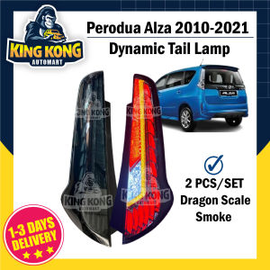 Perodua Alza 2010-2021 Dragon Scale Dynamic Tail Lamp New Version New Design - Albino White/ Smoke