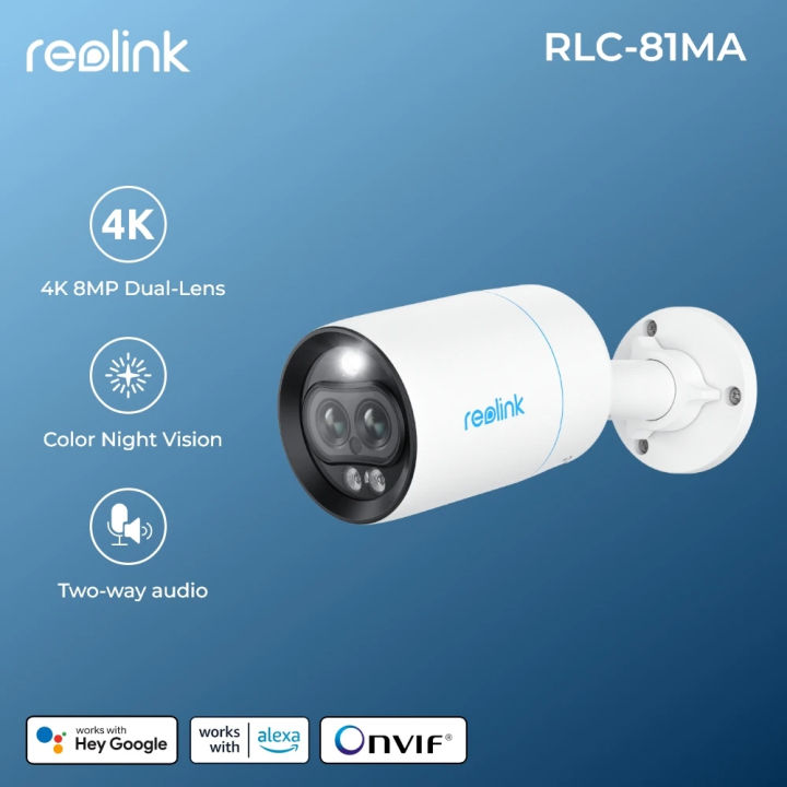 Reolink RLC-81MA 4K 8MP PoE Security Camera with Wide-Angle/Telephoto ...
