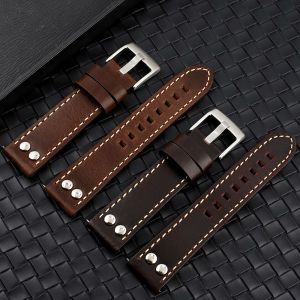 Dây Đeo Đồng Hồ Đinh Tán Bằng Da Thật Thủ Công Dây Đeo Đồng Hồ Màu Nâu Cà Phê 20Mm 22Mm Dây Đeo Cổ Tay Khóa Bằng Thép Không Gỉ Vòng Đeo Tay 2026