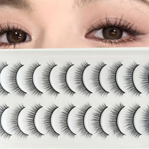 Natural False Eyelashes 10 Pairs Lightweight Skin-Friendly Long-Lasting Handmade High-Quality