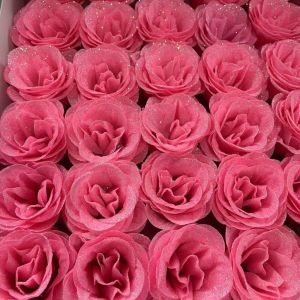 30pc/set Glitter Rose Head Artificial Flower DIY Shiny Crystal Fake Roses Bouquet for Valentine/Mothers Day Gifts Bunga Hiasan