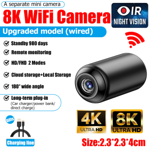 🔥 Video playback for 360 days 🔥 mini hidden camera spy 4K 8K spy camera hidden wireless connect phone spy cam hidden camera baby monitor monitoring wireless cctv camera for house Networkless Link Remote Monitoring 32G memory card/8 million pixels 针孔摄像头