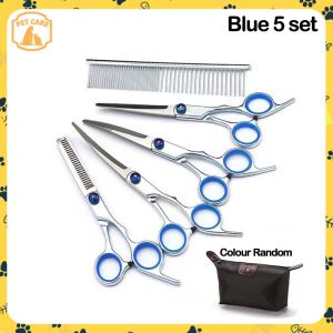 5 PCS Professional Pet Grooming Scissors Kit Curved Shears Stainless Steel Designs For Pet Hair Trimming Tool Set