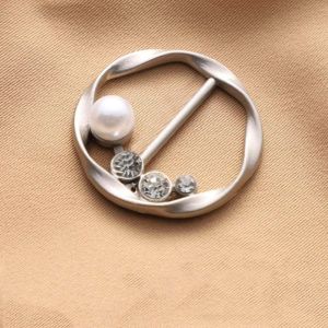 NBANLIKE Elegant Fashion Jewelry Pearl Round Three-ring Square Scarf Ring Scarf Buckle Brooch Shawl Clip