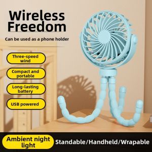 MINIFELE 262 Multifunctional Octopus Mini Fan 360 Degree Rotation Adjustable Baby Stroller Fan Handheld Portable Fan for Outdoor Use