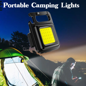 Senter Mini Gantungan Kunci Isi Ulang Magnet Cob Led Senter Baterai Tanam Isi Ulang dengan Pembuka Botol Braket Lipat