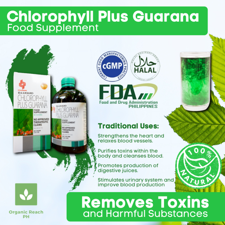 LIQUID CHLOROPHYLL PLUS GUARANA (500 ML) REMOVE TOXINS AND HARMFUL