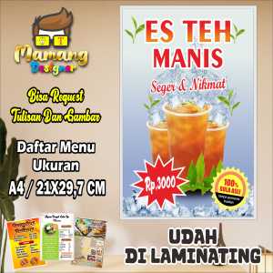 Poster Daftar Menu Jualan Es Teh Manis Design Bisa Request bb