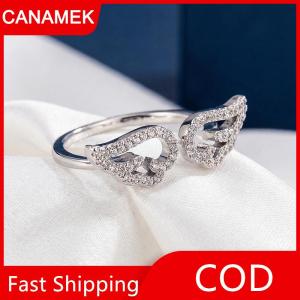 【CANAMEK】 Có Thể Điều Chỉnh Đôi Cánh Thiên Thần Mở Vòng Hollow out Micro Inlay Phụ Nữ Sang Trọng Đồ Trang Sức Cho Những dịp Đặc Biệt Kỷ Niệm Và Gifting Ý Tưởng