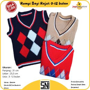 1 Pcs Rompi Rajut Bayi Cowok Usia 0 - 12 Bulan