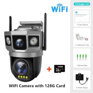 6K 12MP WiFi Camera Dual Lens 3 Screen Outdoor Wireless IP Camera CCTV Audio Auto Tracking Color Night Vision