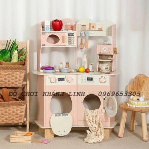 Đồ chơi nhà bếp màu hồng có máy cà phê 86cm