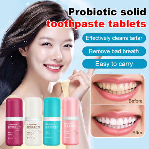 【Natural Formula】Probiotic Solid Teeth Cleaning Tablets Mild Cleaning Fresh Breath Remove Yellow Stain Removal Probiotic Tooth Cleaning Tablets Portable Solid Toothpaste Removes Bad Breath Quickly Freshen Breath Remove Yellowing
