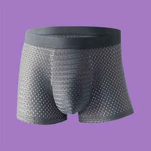 [LOCAL STOCK ]Mens Solid Breathable Underwear Bamboo Fiber Mens Comfortable Boxer Shorts Fat underwear