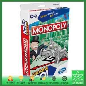 Monopoly Grab & Go Classic Mini Travel Set Board Games For kids Family Fun Play Original Hasbro
