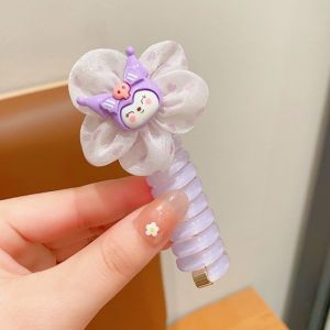 Sanrios Anime Series Hair Ring My Melody Cinnamoroll Kuromi Pochacco Kawaii Y2k Womens Creative Headband High Elastic Rope Rubber Band Girl Gift