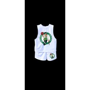 good quality TERNO WHITE muscte tee & shorts for kids boys NBA SUBLIMATION prints (S-M-L-XL)