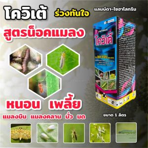 แลมบ์ดา ไซฮาโลทริน โควิเต้ สารกำจัดแมลง (น็อคเย็น แมลงร่วงทันใจ) หนอน เพลี้ย แมลง ด้วง มด มอด บั่ว 1 ลิตร