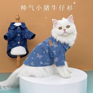 AIMAYAPET Pet Denim Blouse Casual Shirt Breathable And Comfortable Pet Dog Cat Clothes Shirt