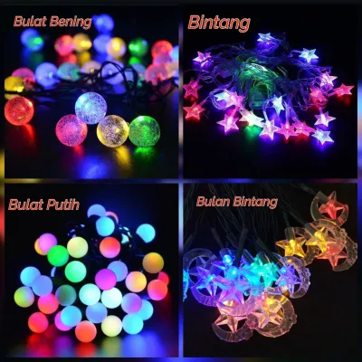 LAMPU NATAL LED BULAT BINTANG BULAN 10M 100 TWINKLE LED LAMPU TUMBLER HIAS DEKOR RAINBOW COLORFULL