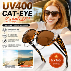 Cat Eye Sunglasses Polarized UV400 Protection Tortoise Frame Over Glasses Sunglasses Retro Style Women Men