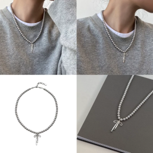 Fashionable Bowknot Necklace Exquisite Pearls Bowknot Necklace Neckchain Charm for Womens Collection