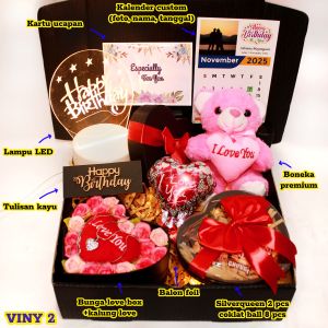 Barstore Gifts | Kado Hadiah Romantis untuk Cewek - Gift Set Box Aesthetic Romantis - Hampers untuk Momen Spesial Ulang Tahun Anniversary Wisuda Valentine Wedding - (Type VINY) Kado Berkesan Hadiah Unik Kado untuk Wanita