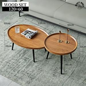 [SG Seller]Living room small apartment side table small table wooden legs round coffee table coffee table simple and modern Nordic minimalist home
