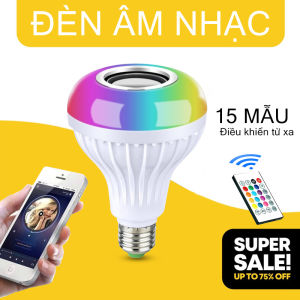 Đèn led 12 màu kèm loa bluetooth âm bass siêu trầm cảm ứng nhạc bóng đèn led 7 màu kèm loa bluetooth remote đèn trang trí đèn mini
