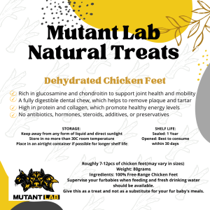 Cheapest 80g Mutant Lab All Natural Premium Quality Treats + Dehydrated Chicken Feet 10-18 pcs