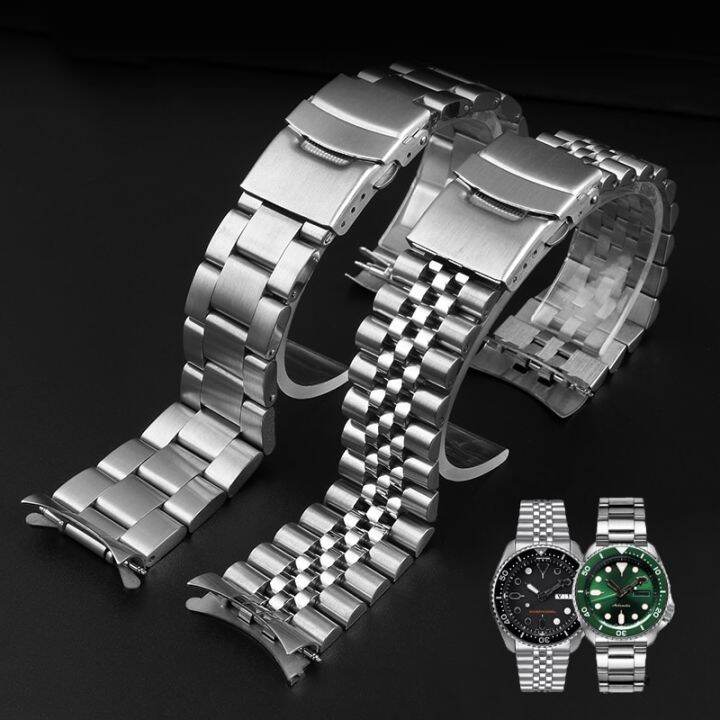 Solid Stainless Steel Curved End Watch Band Strap For Seiko Srp773 Srp775 Skx009 Skx007 Skx011 0426