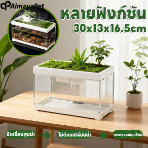Aimayapet ตู้ปลาเล็ก ตู้ปลาอัจฉริยะ ภูมิทัศน์มอสสวยงาม มีเครื่องสูบน้ำ การกรองหมุนเวียน ไม่ต้องเปลี่ยนน้ำ