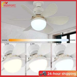 【HOSPORT】E26/27 Socket Fan LED Light Light Bulb Fan with Remote 40W/30W Warm Light Ceiling Fan 3 Speeds Timing for Garage Kitchen