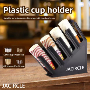 JACIRCLE Matibay Plastic Paper Cup Holder Cup Storage Rack Cup Lid Organizer Multi Compartment Adjustable Angle Easy To Clean Weather Resistant Sulit For Milk Tea Shop Coffee Shop Home Kitchen Convenience Store