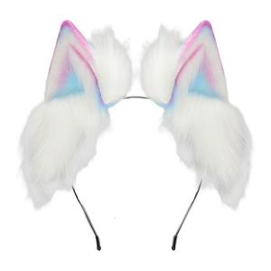Anime Cosplays Plush Cats Ear Headbands Adjustable Soft Gradients Color Hair Accessory For Halloween Costume Party Daily Wear
