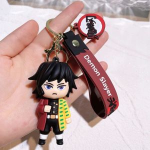 Anime Demon Slayer Keychain Kimetsu No Yaiba Figure Kamado Tanjirou Weapon Pendant Keyring Car Key Holder Jewelry Accessories