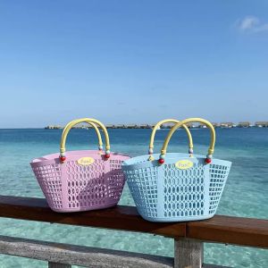 【NEW A 】1pc Waterproof Bath Basket Drainable Bathroom Toiletries Storage Light Hollow Out Storage Basket Vegetable Organizer