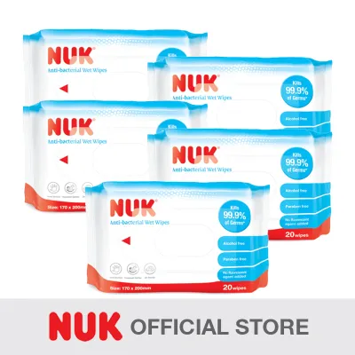 NUK Anti Bacterial Wipes for Baby 20pcs/pack | Baby Wipes | Wet Wipes | Bundle Deal | Travel Pack | Carton Deal