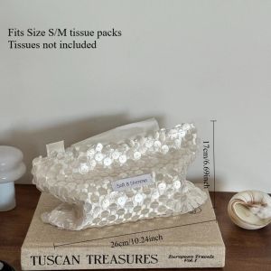 xpkQ Shell Sequined Tissue Holder Travel Napkin HolderEmprier Sequin Paper Towel Holder Sparkling Tissue Cover for Car Home B8T9H