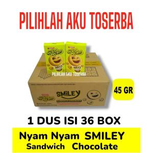 Arnotts Nyam Nyam SMILEY Biskuit Cream Cokelat 45 gr - (HARGA 1 DUS)