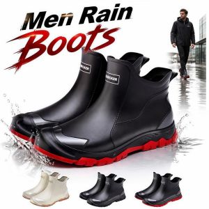 MINUTE Non-slip Men Rain Boots Stain-resistant Waterproof Rubber Work Boots Fashion Thick-soled Outdoor Wellingtons Farming