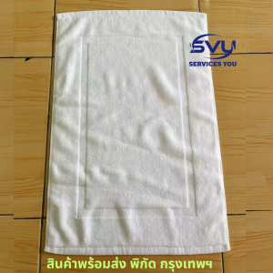 โรงแรมสีขาวชั้นผ้าขนหนูหนาชั้นผ้าขนหนูสปาห้องน้ำเท้าเสื่อขายส่งสามารถปักด้วยโลโก้Bath Mats รุ่น 60x40 cm 240 g