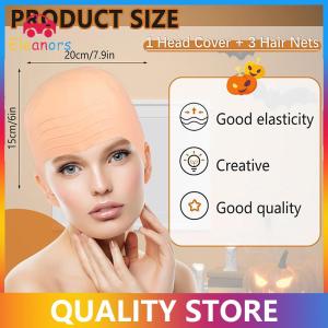 [Eleanor] 1 2 4Pcs Latex Bald Cap Set For Adults Bald Cap Fancy Dress Cosplay Hat Wig Cap Fake Bald Wig Costume Accessory For Stage Plays Movies Club Activities Halloween Party