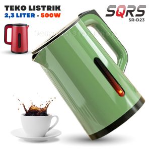 Teko Listrik Cantik 2.3 Liter Warna Merah / Hijau SQRS SR-D23 Bahan Anti Karat Fitur Mati Otomatis