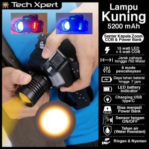 SENTER KEPALA LED ZOOM + COB 15 WATT BION BN-T174 OUTDOOR POWER BANK & SENSOR TANGAN PREMIUM